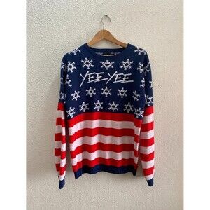 Yee Yee Granger Smith USA Flag Crew Neck Pullover Sweater Men's Large Patriotic